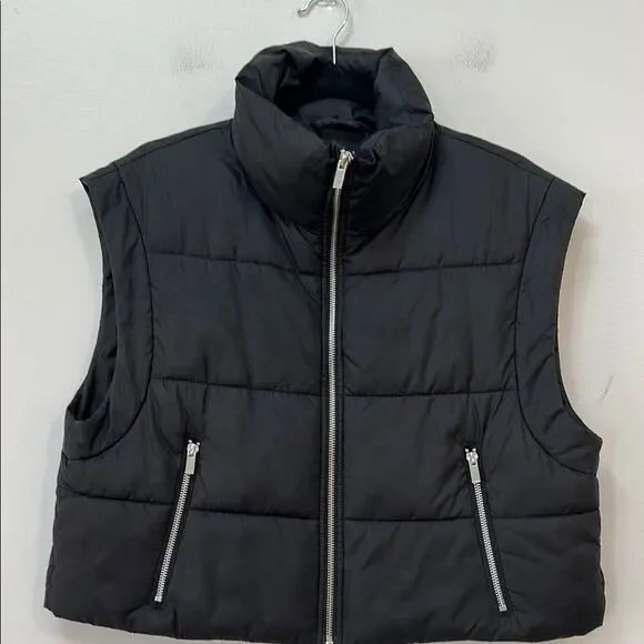 Zara Cropped Puffer‎ Vest Black Size Medium - Picture 2 of 6